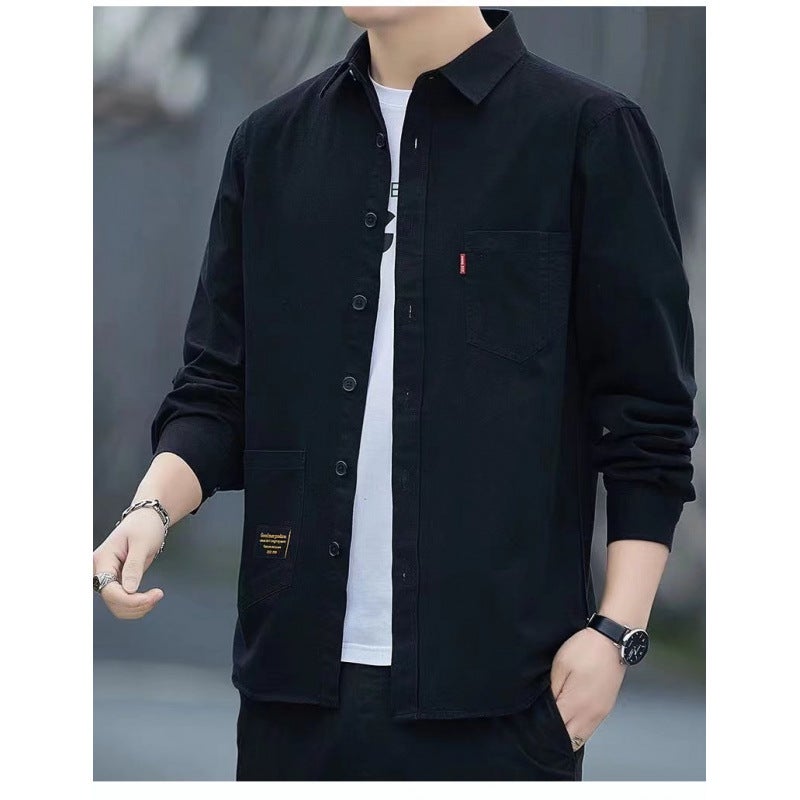 Summer Thin Work Shirt With Three-Quarter Sleeves, Handsome Men'S Casual Three-Quarter Sleeve Shirt, Trendy Men'S Long-Sleeved Top - Image 1